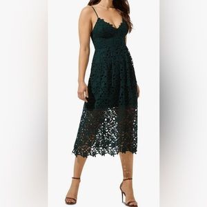 ASTR The Label Lace A Line Midi Dress Hunter Green Homecoming Whimsigoth Size M